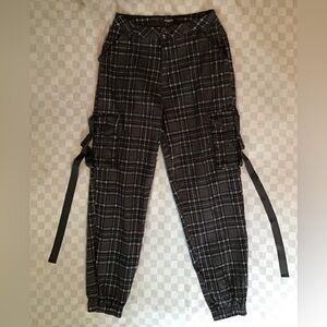 American Bazi Gray Plaid Bondage Cargo Pants